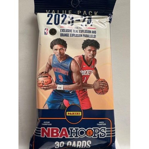 2023-24 Panini NBA Hoops Basketball Jumbo Fat Cello Value Pack - 30 Trading Cards - Look for Victor Wembanyama RC - Look for Randomly Inserted Autographs