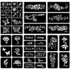 Butterfly and Floral Henna Tattoo Stencil Kit - 6 Sheets, Temporary Stencils Set for Kids, Teens, and Adults - Ideal for Temporary Tattoos, Airbrush, and Henna