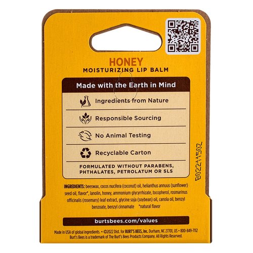 Burt's Bees Honey Moisturizing Lip Balm 0.15 oz (Pack of 4)