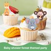 HPLYEL 27PCS Safari Animal Cake Topper, Plam Leaves Balls Cake Decorations Birthday Cake for Wild Theme Birthday Decorations Baby Shower Supplies