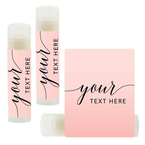 Andaz Press Personalized Blush Pink Rose Elegant Party Collection, Lip Balm, Your Text Here, 12-Pack, Custom Party Favors Decor