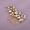 Teyglen 2pcs Rhinestone Bride Wedding Hair Comb Gold Silver Crystal Hair Piece Bridal Rhinestone Hair Side Comb Full Rhinestone Headpiece Hair Jewelry Accessories for Women Bride Girls (Gold)