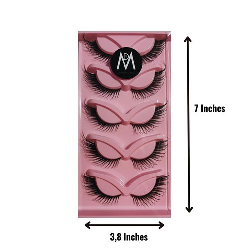 Cat Eye Lashes Mink Magnetic Eyelashes Natural Look 3D Curl Winged Natural Durable Makeup Realistic Self Adhesive Messy End Eye Elongated Thick False Eyelashes Soft Fake Lashe (5 Pairs Pack) (Style 4)