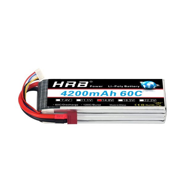 HRB 4S Lipo Battery 14.8V 4200mAh 60C T Lipo Battery Compatible with RC Car RC Plane RC Truck RC Boat