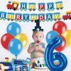 JOPARY Train 6th Birthday Decorations,Train 6 Years Old Birthday Party Supplies With Number 6 Foil Balloons, Train Birthday Banner, Latex Balloons For Kids Train Birthday Party Decoration