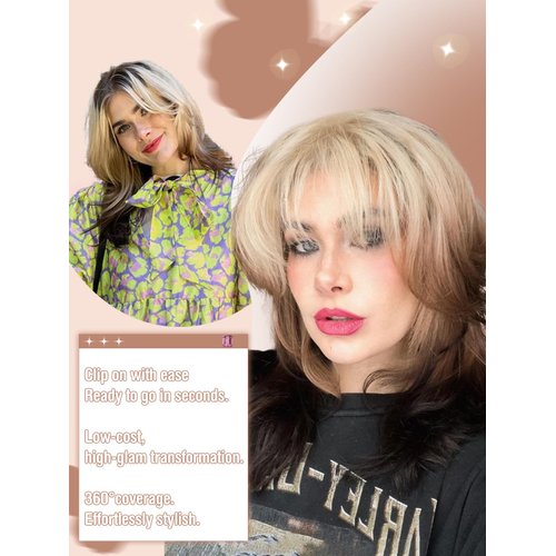 forfeels Hair Toppers for Women 10 Inch Platinum Blonde to Brown Hair Topper Bangs Hair Clip 360° Cover Fake Clip in Bangs Synthetic Hair Extensions Hair Pieces for Women Daily Parties