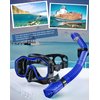 Snorkeling Gear for Adults, Kwambiri Dry-Top Snorkel Set, 183°Panoramic Wide View Diving Mask Breathing Freely Snorkel Mask for Snorkeling Scuba Diving Swimming Travel（Adults）