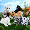 Libima 8 Pcs Cat Stuffed Animals Bulk 8 Inch Plush Kittens Cat Theme Party Favors Carnival Awards Birthday Party Gifts Assorted Cute Pet Toys Party Decor(Lying)
