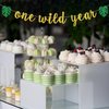 One Wild Year Banner, Wild One, My First Birthday, Jungle Wild Safari Zoo Themed Happy 1st Birthday Party Decorations for Baby Boys Girls