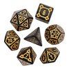 cusdie 7 Pcs 25mm Giant DND Dice with Dragon Eye Dice Bag, Polyhedral Dice Set, D&D Dice for Dungeons and Dragons Pathfinder RPG MTG(Black)