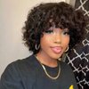KESEN 8 Inch Short Curly Human Hair Wigs Loose Bouncy Rose Curly Wigs With Bangs Wear and Go Glueless Wigs for Black Women Brazilian Hair No Lace Front Afro Wig Natural Color