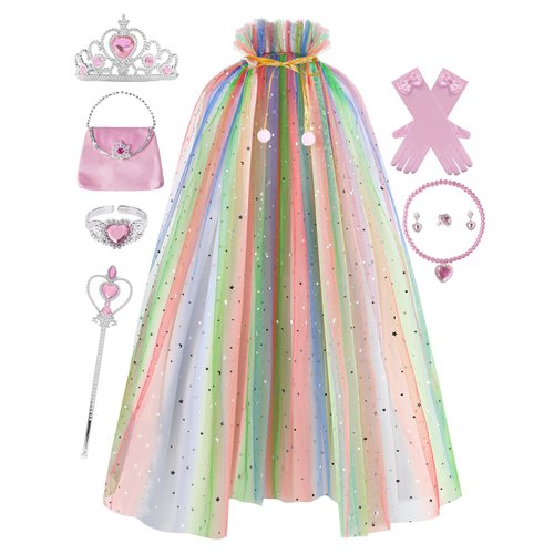 RELARLiYA Princess Dress up Clothes for Little Girl,11Pcs Princess Cape sets Princess Cloak for Girl 3-8Y Birthday Gift