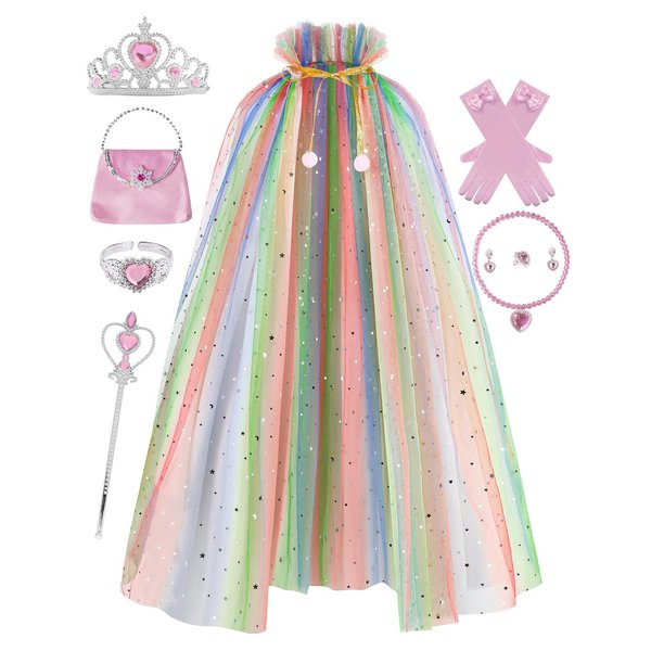 RELARLiYA Princess Dress up Clothes for Little Girl,11Pcs Princess Cape sets Princess Cloak for Girl 3-8Y Birthday Gift