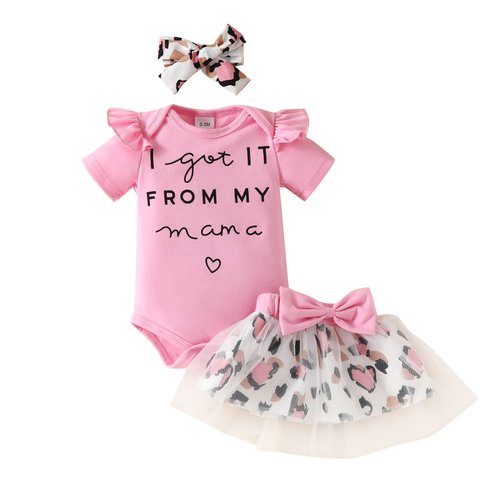 Reborn Baby Doll Clothes 22 Inch Girl Outfits Accessories Adorable Pink Leopard Skirt 3 Pcs Set for 22-24 Inch Newborn Reborn Doll