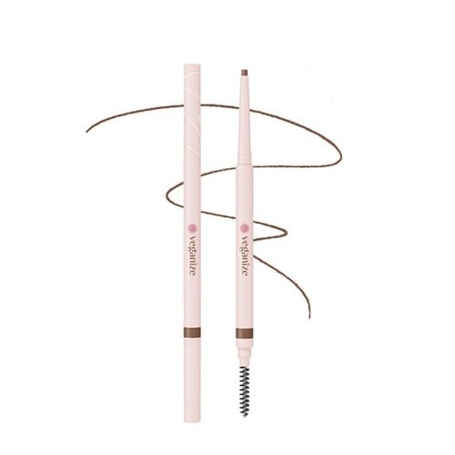 Veganize Ultra-Slim Eyebrow Pen | 0.88mm-1.5mm Tip Dual-Sided Retractable Eyebrow Pencil w/Brush | Vegan-Friendly Waterproof Smudge-Free Korean Eye Brow Filler for Women (#02 Ash Brown)