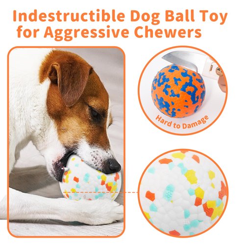 CyperGlory 2 Pack Indestructible Dog Tennis Balls for Aggressive Chewers: Interactive Pet Toys, Herding and Jolly Ball for Dogs, Durable, Bouncy, and Water Toy Fetch Balls (White, Orange)