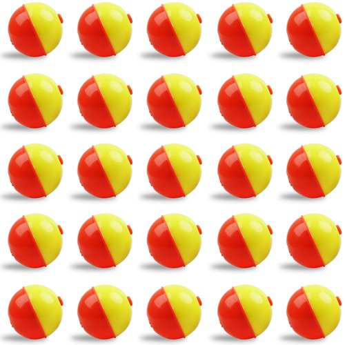 Fishing Bobbers Set,25-50pcs Snap-on Fishing Floats Bobbers Push Button Round Buoy Floats Bobber for Fishing Tackle Accessories Orange/Yellow