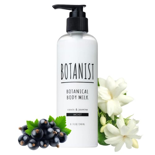 BOTANIST Moisturizing Body Lotion, Botanical Soothing Body Milk for Sensitive Dry Skin, Natural & Organic Japanese Skin Care, Cassis & Jasmine, Moist, 8.1 Fl Oz/ 240mL