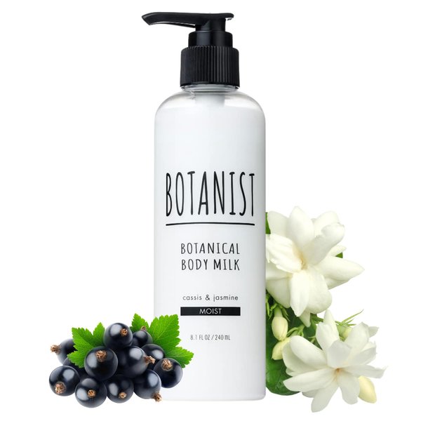 BOTANIST Moisturizing Body Lotion, Botanical Soothing Body Milk for Sensitive Dry Skin, Natural & Organic Japanese Skin Care, Cassis & Jasmine, Moist, 8.1 Fl Oz/ 240mL