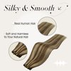 Full Shine Genius Weft Extensions Real Human Hair Hand Tied Hair Extensions Sew In Weft Color Brown Highlight Honey Blonde Human Hair Bundles Sew In Hair Extensions Real Human Hair 50G 18 Inch