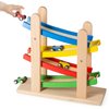 Play22 Wooden Car Ramps Race - 4 Level Toy Car Ramp Race Track Includes 4 Wooden Toy Cars - My First Baby Toys - Toddler Race Car Ramp Toy Set is A Great Gift for Boys and Girls - Original by Play22