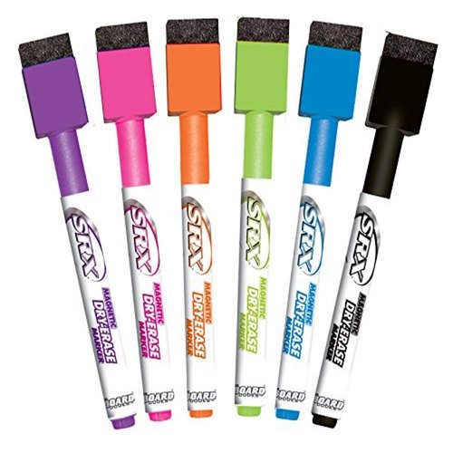 The Board Dudes SRX Magnetic Dry Erase Markers 6-Pack Assorted Colors