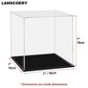 LANSCOERY Acrylic Display Case, Assemble Showcase Display Box for Collectibles, with Dustproof & Seamless Display Design, 7x7x7inch Black Base