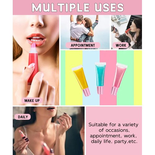 uadbau 8PCS Empty Lip Gloss Tubes - 10ml Clear Lip Balm Tubes with 5ml Syringes - Refillable Squeeze Tubes for Lip Gloss - Mini Cosmetic Soft Tubes for DIY Lip Gloss and Travel Toiletries