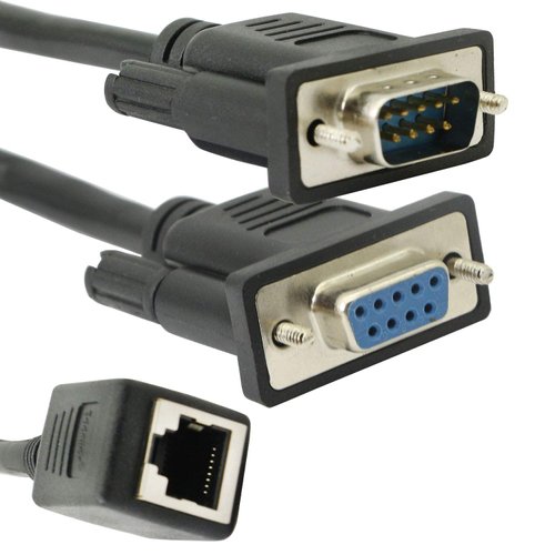 XMSJSIY DB9 RS232 to RJ45 Extender, DB9 9-Pin Serial Port Female&Male to RJ45 CAT5 CAT6 Ethernet LAN Extend Adapter Cable-2pcs (2-Cable)