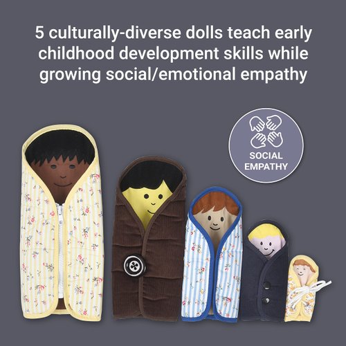 Constructive Playthings Cloth Nesting Dolls for Kids, Learning Toys with Clothing Fixtures Teaches Self-Dressing, Inclusive Diversity Dolls for Social Emotional Play, Toddler Toys for 2 Years & Up