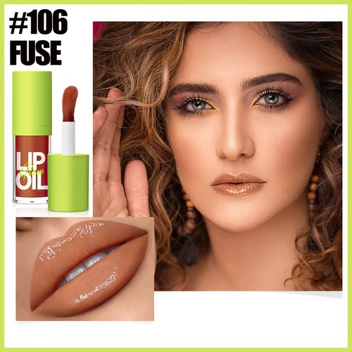 MIELIKKI Moisturizing Hydrating Lip Glow Oil, Hydrating Lip Plumper, Transparent Plumping Lip Gloss, No-Sticky, Long-Lasting, Shiny Tinted for Lip Care, 106 FUSE