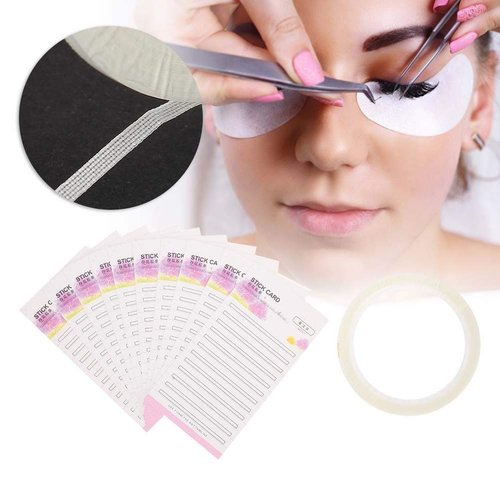 Eyelash Extension Storage Card, 10 Sheets False Eyelash Fans Paper Card with Double Faced Adhesive Tape, Makeup Organizer False Eyelashes Display Holder Lash Case for Women Girl