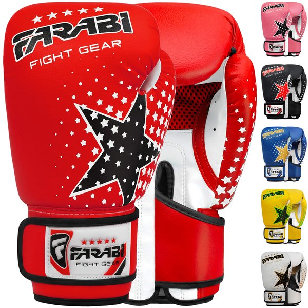 Farai Kids Boxing Gloves 6-oz Kickboxing Muay Thai Training MMA Sparring Gloves, Best Gloves for Training on Punching Bag, Focus Pads Practice (Red, 6-oz)