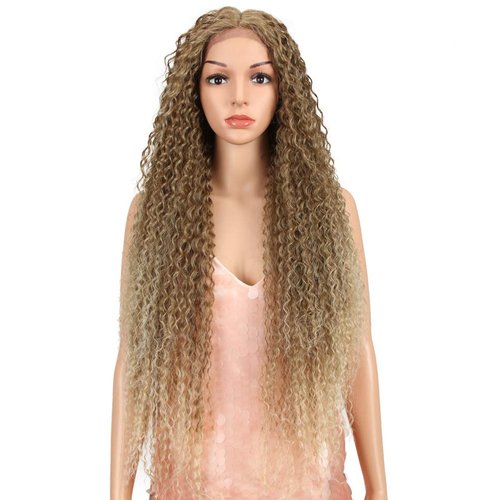 Style Icon 38” Long Curly Wig Lace Front Wigs Synthetic Wigs with Baby Hair Half Hand Tied 130% Density Hair Replacement Wigs (38", T12/613F)