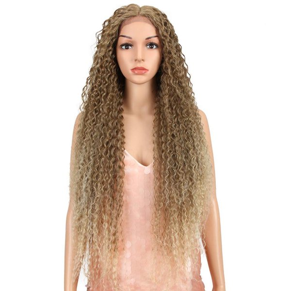 Style Icon 38” Long Curly Wig Lace Front Wigs Synthetic Wigs with Baby Hair Half Hand Tied 130% Density Hair Replacement Wigs (38", T12/613F)