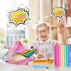 Pop Fidget Backpack for Girls, Pop it Bags&pop it Notebook and Unicorn Pencil Case for Kids' Fidget School Supplies Stress Relief, Great Birthday Present Gift for Kids