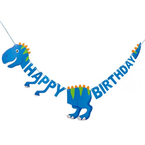 Dinosaur Happy Birthday Party Banner, Cartoon Prehistoric Animal Garland, Kids Dino Themed Birthday Decorations, Fun Wall Hanging Letter Bunting for Children's Party Supplies