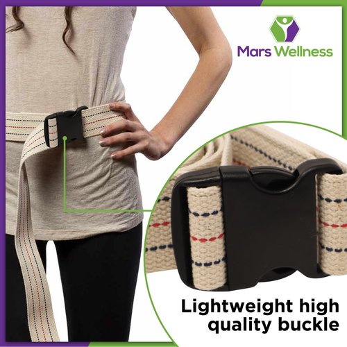 Premium Patient Transfer/Walking Gait Belt with Plastic Quick Release Buckle - Beige 72"L x 2"
