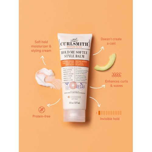 CURLSMITH - Hold Me Softly Style Balm - Vegan Soft Hold Styling Cream for Wavy and Curly Hair, Natural Look (16oz)