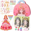 Art Crafts Activity for Kids, 3 in 1 Diamond Painting Art Princess Paper Makeup Toys & Paper Craft Kit, Princess Dress Up Games Toy, Birthday Gift for Girl Ages 4 5 6 7 8 9 Year Old