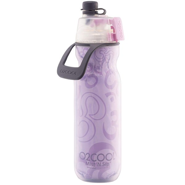 O2COOL Mist 'N Sip Misting Water Bottle 2-in-1 Mist And Sip Function With No Leak Pull Top Spout Sports Water Bottle Reusable Water Bottle - 20 oz (Yoga Lilac)