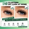 Lash Clusters 96pcs Individual Lashes D Curl 12mm Eyelash Clusters KEYYOU Volume Wispy Lash Extension Soft&Comfortable Easy DIY at Home(Y15,D-12mm)