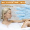 Bath Gloves for Shower Exfoliating Gloves for Men and Women, Body Scrub Shower Scrubber, Double Sided Microfiber Shower Body Gloves for Adults and Kids, Body, Hand Massage, Daily Bath, Blue