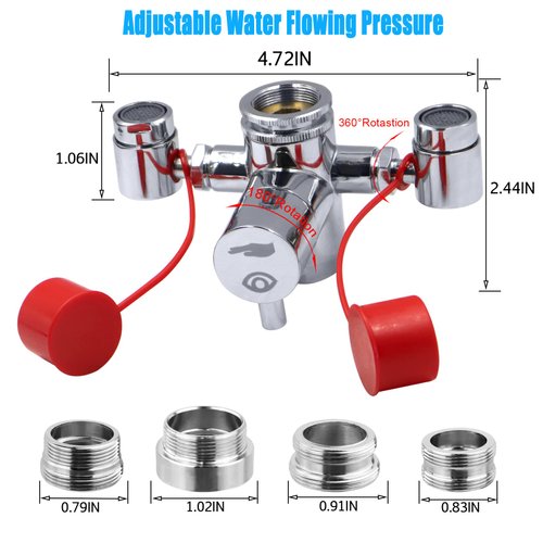 Lunarlipes Faucet Mounted Eyewash Station with Cover, Reliable First AID Emergency Eye Wash Unit for Sink Attachment, for Lab, Factory, Industry Site, Office and Home, Equipped with 4 Adapters