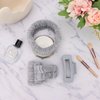 ACO-UINT 4Pcs Gray Spa Headband and Face Washing Wristbands Set, Skincare Headband Face Wash Headband Makeup Headband, Hair Claw Clip Skin Care Headband for Washing Face