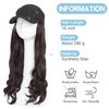 SEGO Baseball Cap with Hair Extensions for Women Adjustable Hat with Hair Attached Synthetic Long Wavy Wig with Black Hat Stylable for Pigtail Ponytail 16 Inch Dark Brown 290g