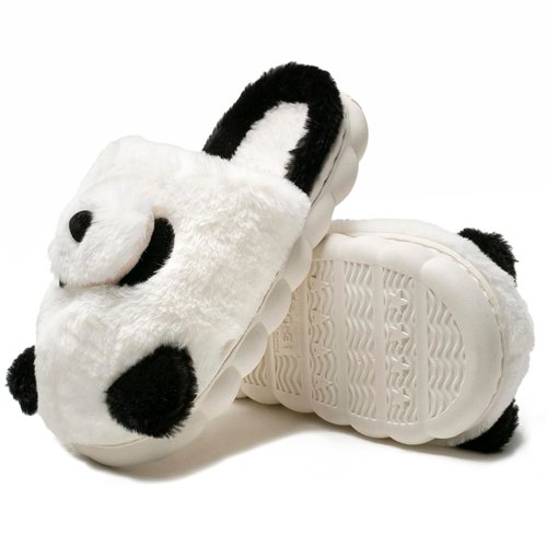 Axcone Toddler Boys Girls Animal Panda Slippers Kid's Indoor Home Slippers for Winter Warmth Slippers Cartoon Soft Plush Slippers（AD110-Black White-26/27）