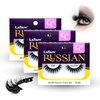 Laflare 3D False Eyelashes Russian volume Strip Lashes | Fluffy, Wispy, Lightweight | Faux Mink Eyelashes Extension C Curl Wispy Handmade Soft Reusable 3 Packs Value Combo. (FCC05X3C)