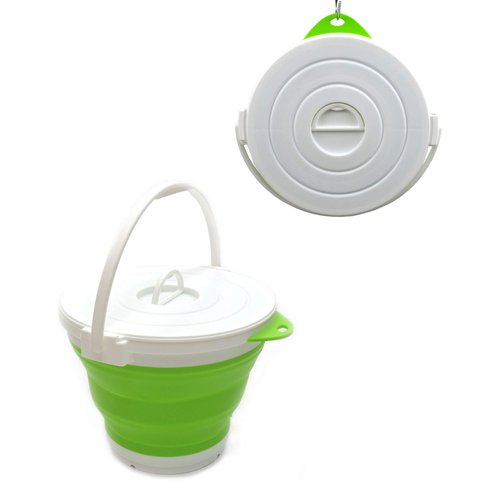 SAMMART 10L (2.64Gallon) Collapsible Fishing Bucket with Locking Lid - Portable Plastic Water Pail - Space Saving Outdoor Waterpot - Trunk Organizer for All Types of Vehicles