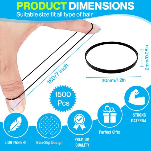 OIG Brands 1500 Pcs Mini Ponytail Holders | No Damage Rubber Bands For Baby and Toddler Girls | Tiny 1 Inch No Pull Hair Elastics (Black)